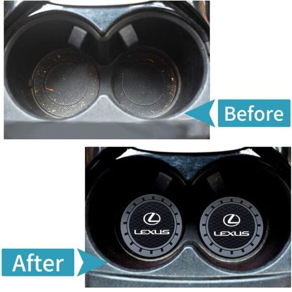 Lexus car cup Coasters in black and gray with logo Set of 2 NWT - Picture 2 of 5